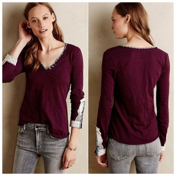 anthropologie • little yellow button henley top - Picture 1 of 8